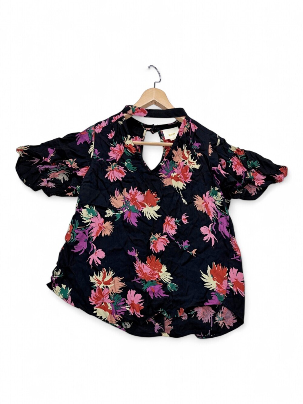 Maeve Floral Keyhole Blouse - Size M